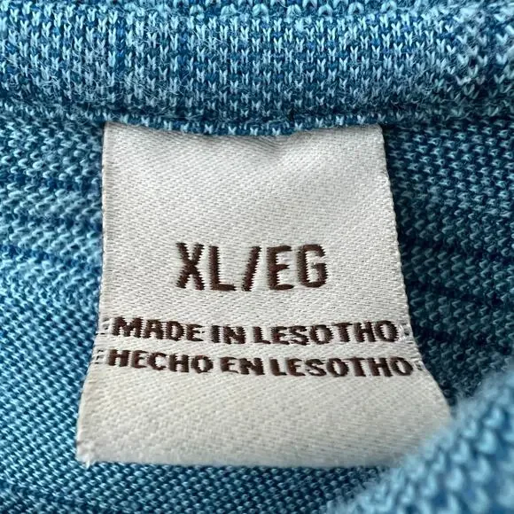 VTG 90s Hudson River XL Blue Striped Short Sleeve Polo Shirt Dadcore Tee - Picture 7 of 8